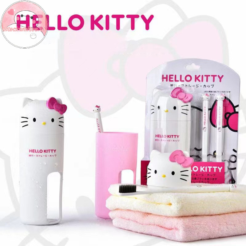 Bwhte แบบพกพาการ์ตูน Creative Sanrio แปรงสีฟันพร้อมถ้วยน้ํายาบ้วนปาก Kawaii My Melody Kuromi Hello Kitty ชุดกล่องเก็บแปรงสีฟัน