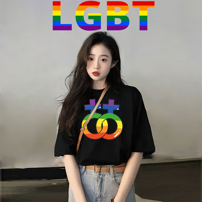 Lgbt เสื ้ อ Love Is Love Pride เดือน LGBT ของขวัญ Pride เสื ้ อผู ้ หญิงรอบคอสีดํา Tee TopsS-5XL
