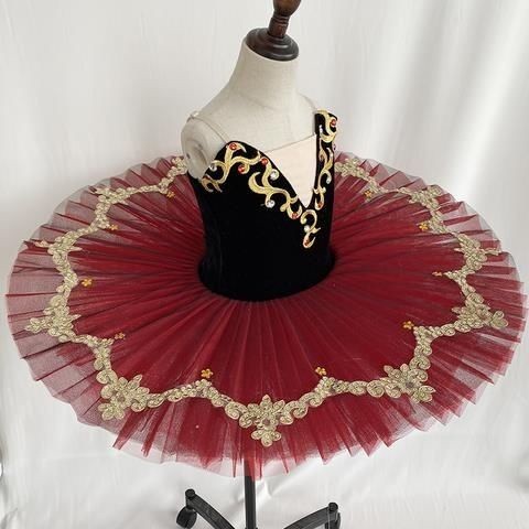 เด็กสีดําชุดบัลเล่ต์มืออาชีพ Tangji Kode Stage เครื่องแต่งกายผ้ากอซปุย TUTU Performance