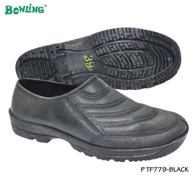 (SY Shoes) "Bowling" Adult (36-44) PVC Black Slip on Shoes/Kasut Getah Sarung Hitam (B 779)