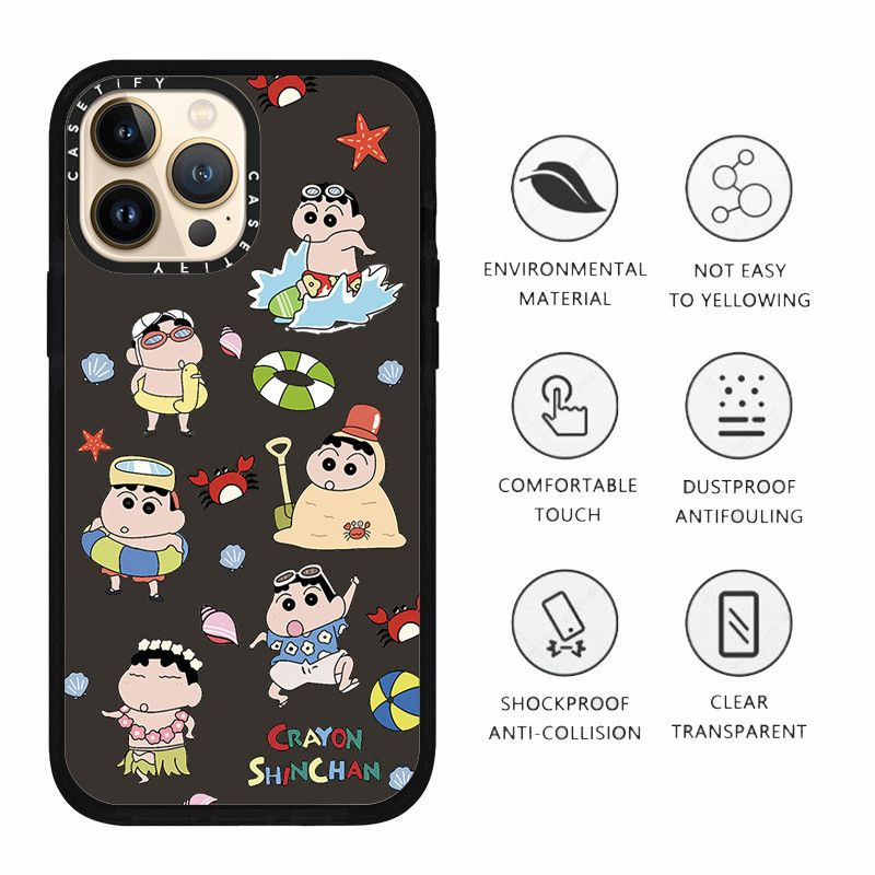 Casefy X Crayon Shin Chan สีโปร่งใส Soft TPU iPhone สําหรับ iPhone 15 14 13 12 11 Pro MAX IX XS MAX XR 6 6s 7 8 Plus กรณีกันกระแทกฝาครอบกันชน