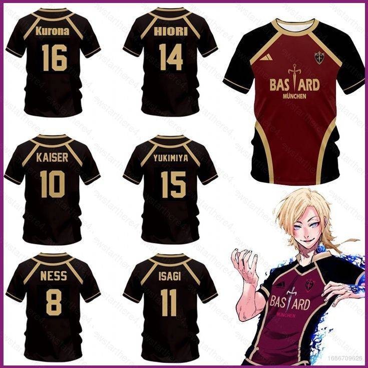Blue Lock Jersey Tshirt Anime Tee เสื้อแขนสั้นคอสเพลย์ Bastard Munchen แฟชั่นเสื้อกีฬาลําลอง Oversize
