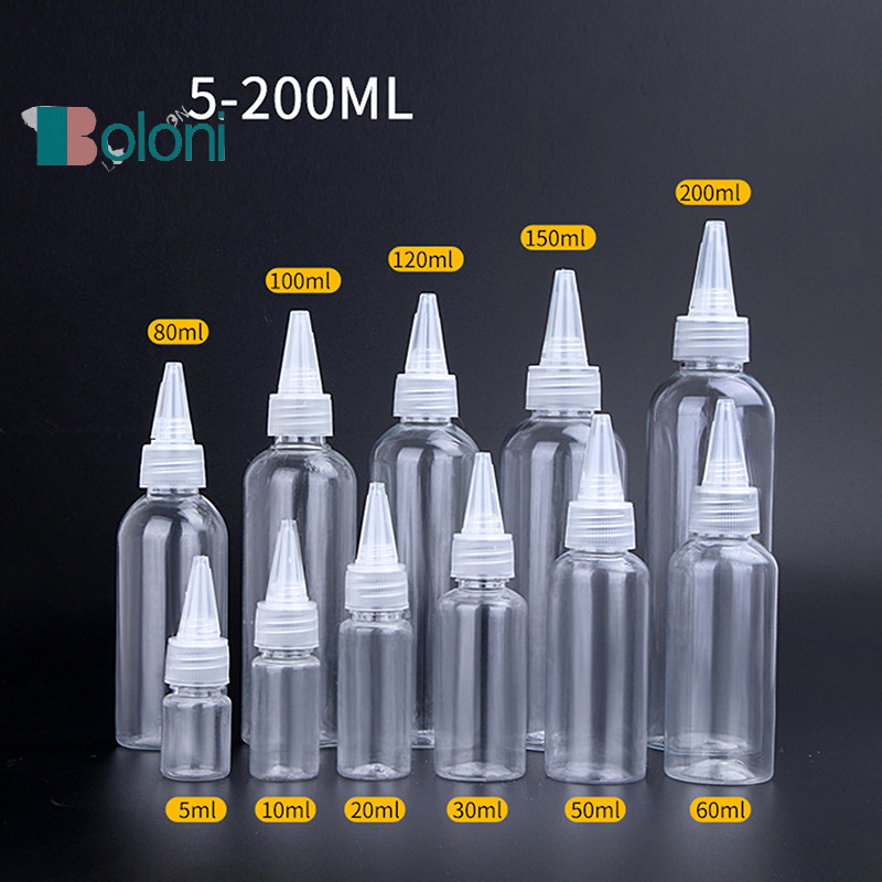 [โบโลนี] 10-200มล พลาสติกบีบขวดหยดที่มีฝาเกลียวตาโปร่งใสของเหลวหมึกน้ํามันขวดหยดสีภาชนะบรรจุใหม่