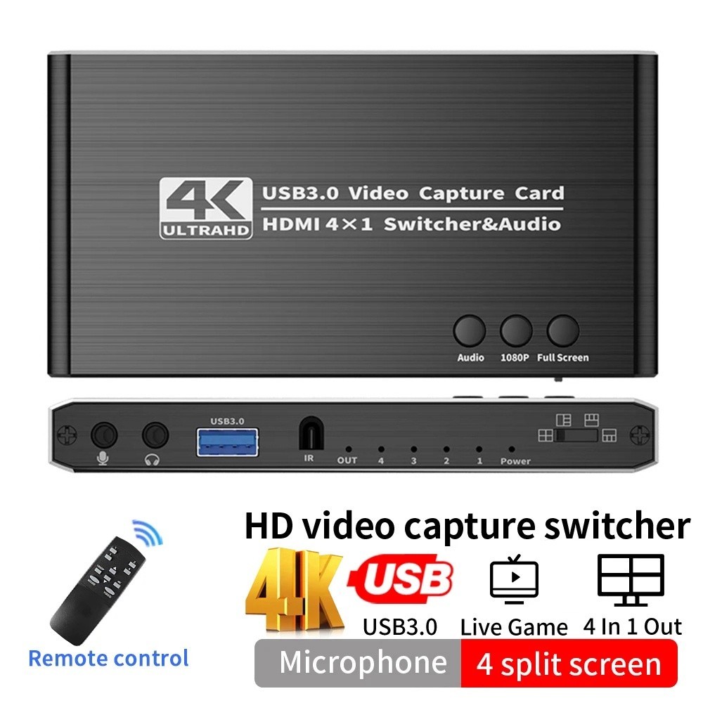2024 4-Port 4K Video Capture Card 1080P 60fps HDMI to USB 3.0 กล้องจับภาพการ์ดบันทึก 4 ช่อง HDMI อินพุตสําหรับการถ่ายทอดสดสตรีมมิ่ง