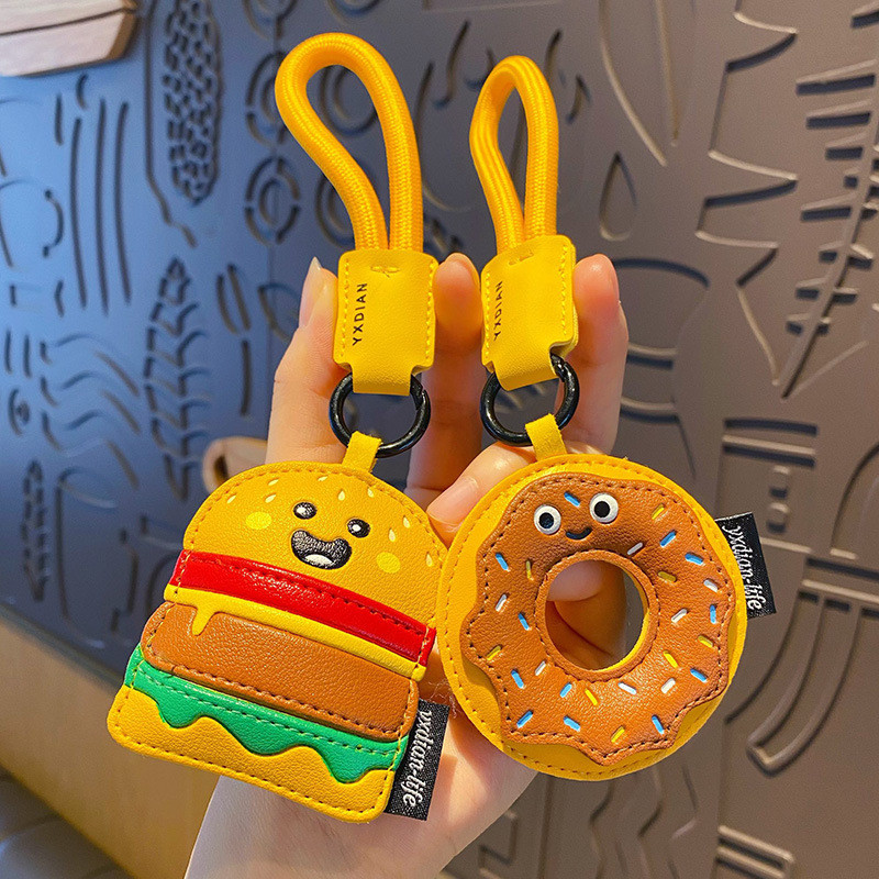 การ์ตูนหนัง Gourmet Burger พวงกุญแจที่ไม่ซ้ํากัน Creative กระเป๋าเป้สะพายหลังเครื่องประดับของขวัญเล็กๆ