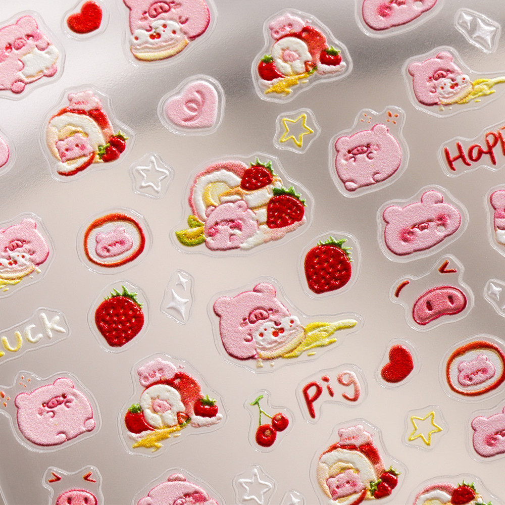 ซื้อ 1 Take 1Nail Art สตรอเบอร์รี่เค้กหมูเล็บสติกเกอร์ Kirby Super Star 5D นูนเล็บรูปลอกเล็บเครื่องมือเล็บ Shop ราคา ถูกที่สุด ดีลบีเคเค แกลเลอรีภาพที่ 6