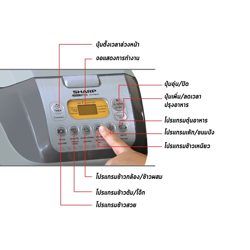 หุงขึ้นหม้อ -#-(1 ลิตร) SHARP หม้อหุงข้าวคอมพิวเตอร์ 1 ลิตร รุ่น KS-COM10 [HME]