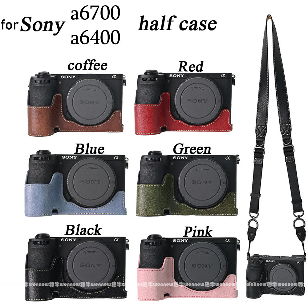 ปลอกหนัง PU สําหรับ Sony A6700 A6400 กล้องครึ่งฝาครอบ Sony ILCE-6700 A6700 A6400 A6700 กระเป๋า