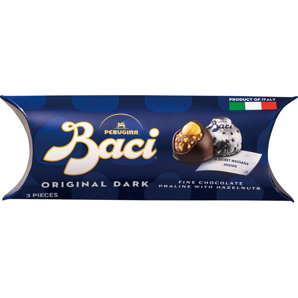 Perugina BACI Original Dark Chocolate Box - 3 pieces (Individually wrapped, Made in Italy, Gift)