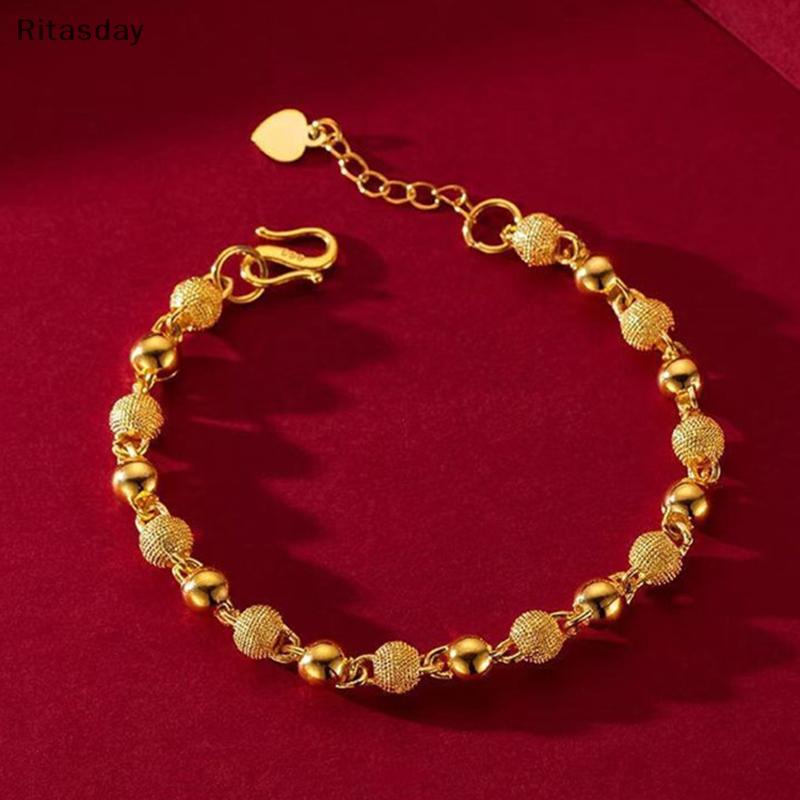 Ritasday ใหม่สร้อยข้อมือลูกปัดชุบทองสําหรับผู้หญิงสาวแฟชั่นสร้อยข้อมือเครื่องประดับงานแต่งงานของขวัญใหม่