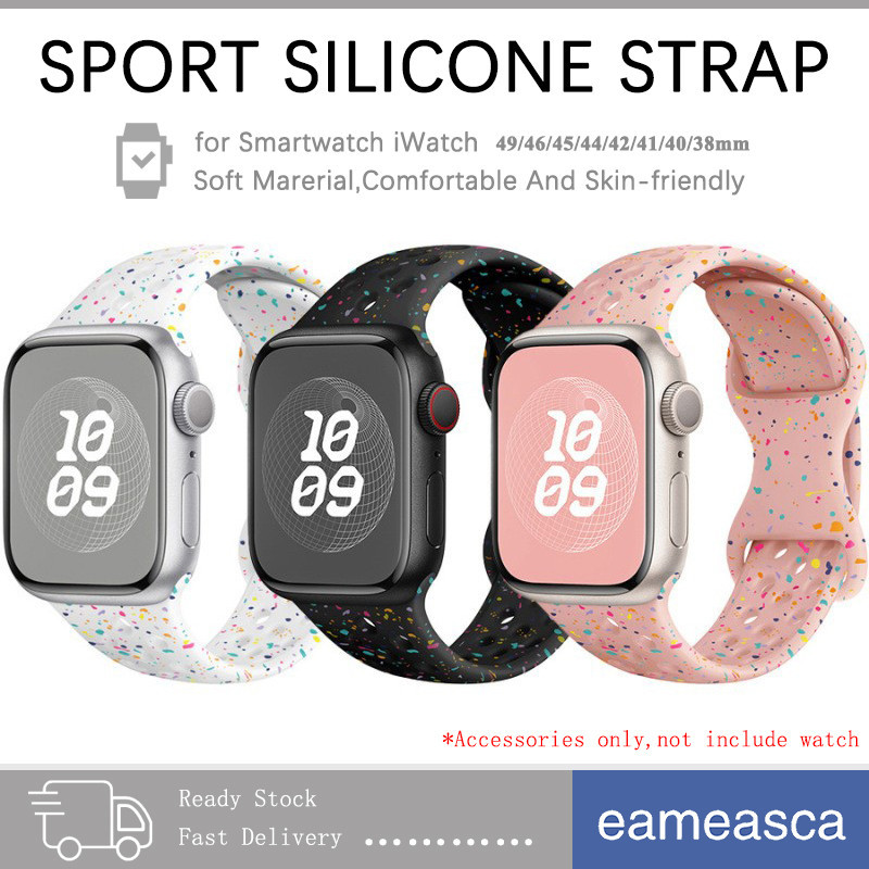 อุปกรณ์เสริมสายยางซิลิโคนอ่อนนุ่มกีฬา for Apple Watch Ultra/SE 3 Iwatch Series 11 10 9 8 7 6 5 4 49 46 45 44 42 40 38 มม