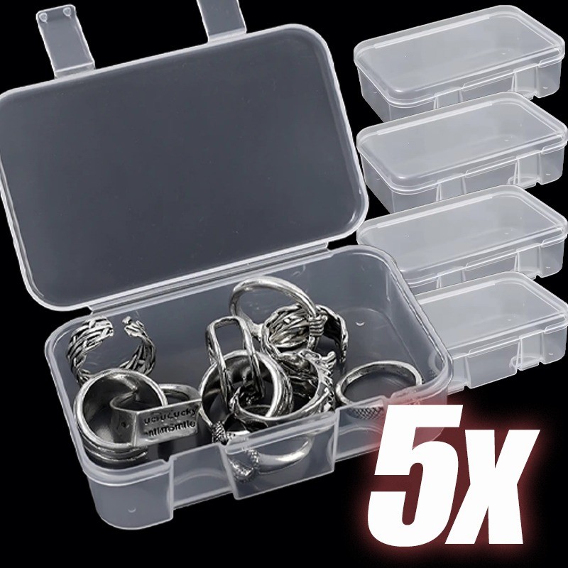 1/3/5 ชิ้นสี่เหลี่ยมผืนผ้ากล่องเก็บเครื่องประดับพลาสติกใส - มินิออแกไนเซอร์คอนเทนเนอร์สําหรับลูกปัด, ต่างหู, แหวน