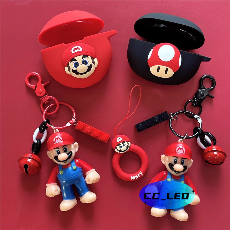 For Honor Choice EarBuds X7 Lite Case Cartoon Mario Keychain Pendant Cute Silicone Soft Case Honor C