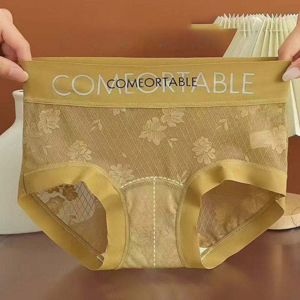 Zxyouping ผ้าไหมน้ําแข็งเซ็กซี่ระบายอากาศกางเกงชั้นในลูกไม้โปร่งใส,กางเกงลูกไม้ไร้รอยต่อ,กางเกงต้านเชื้อแบคทีเรีย,กางเกงเอวกลางชุดชั้นในขนา - รูปที่ 6