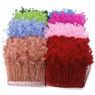 10 เมตรขายส่งสีตุรกีขนนกบนเทปพู่ขอบตัดกระโปรงชุดตกแต่งขนนกห่…