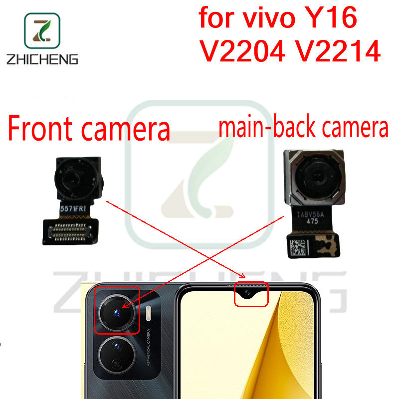 ด้านหน้าด้านหลังกล้องสําหรับ vivo Y16 V2204 V2214 หลัก Facing กล้องโมดูล Flex Cable เปลี่ยนอะไหล่
