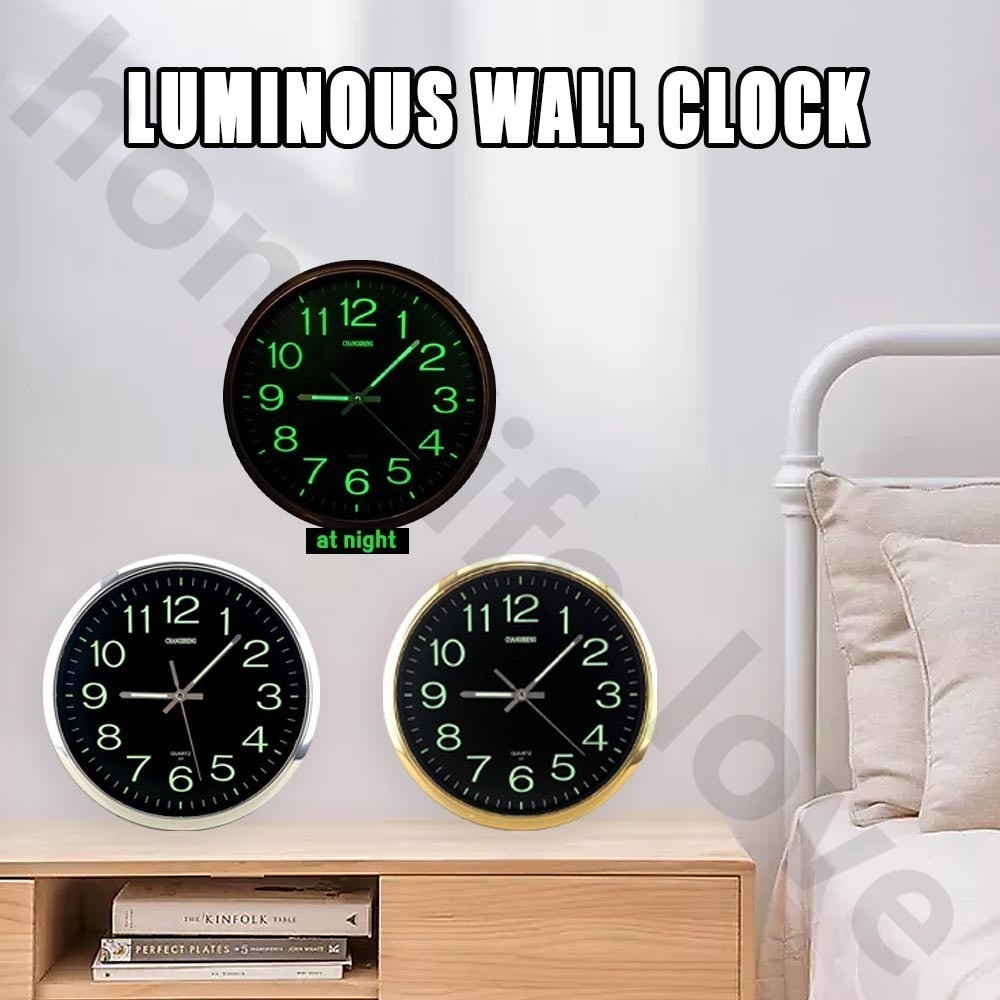นาฬิกาเรืองแสง นาฬิกาแขวนไม้ 8นิ้ว นาฬิกาติดผนัง ทรงกลม เข็มเดินเรียบ เสียงเงียบ ประหยัดถ่าน ระบบ สมาร์ทโฮม