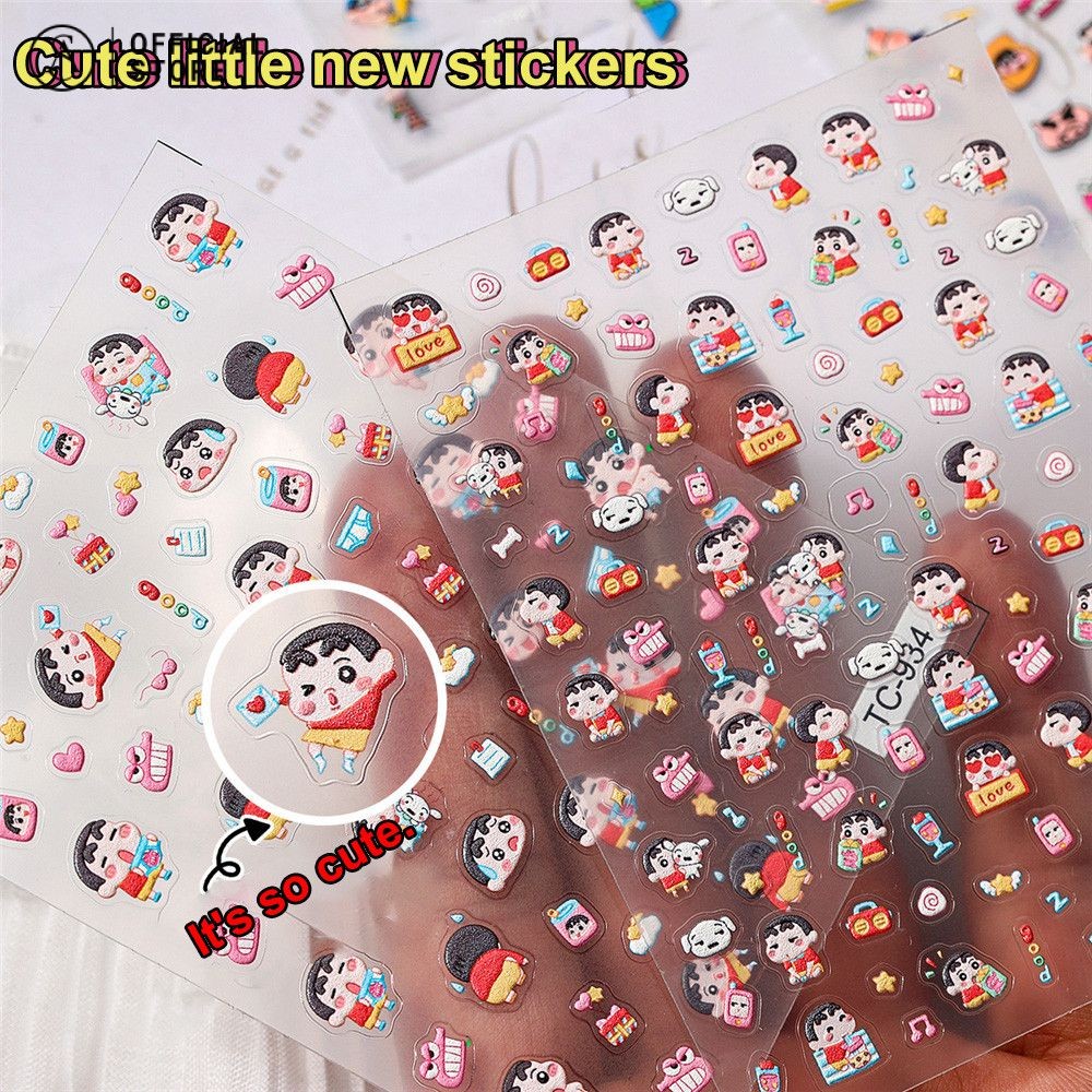 Crayon Shin-chan การ์ตูนสติกเกอร์เล็บน่ารัก 5d สามมิติเล็บสติกเกอร์คู่มือภาพวาดสติกเกอร์
