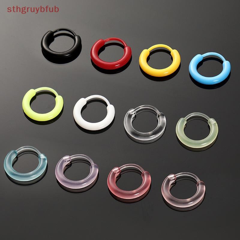 Sthb 10 ชิ้นที่มีสีสันเรซิ่น Hoop ต่างหูน่ารักเล็กๆต่างหูผู้หญิงสาวอเนกประสงค์หูหัวเข็มขัดเครื่องประดับอุปกรณ์เสริมของขวัญ TH