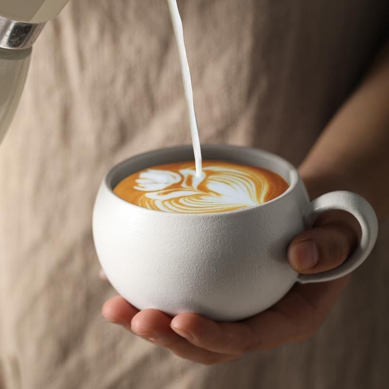 Retro Frosted รูปแบบหินเซรามิคไข่ถ้วยกาแฟ Latte Hand Cup Cappuccinola ดอกไม้ถ้วยถ้วยชายามบ่าย