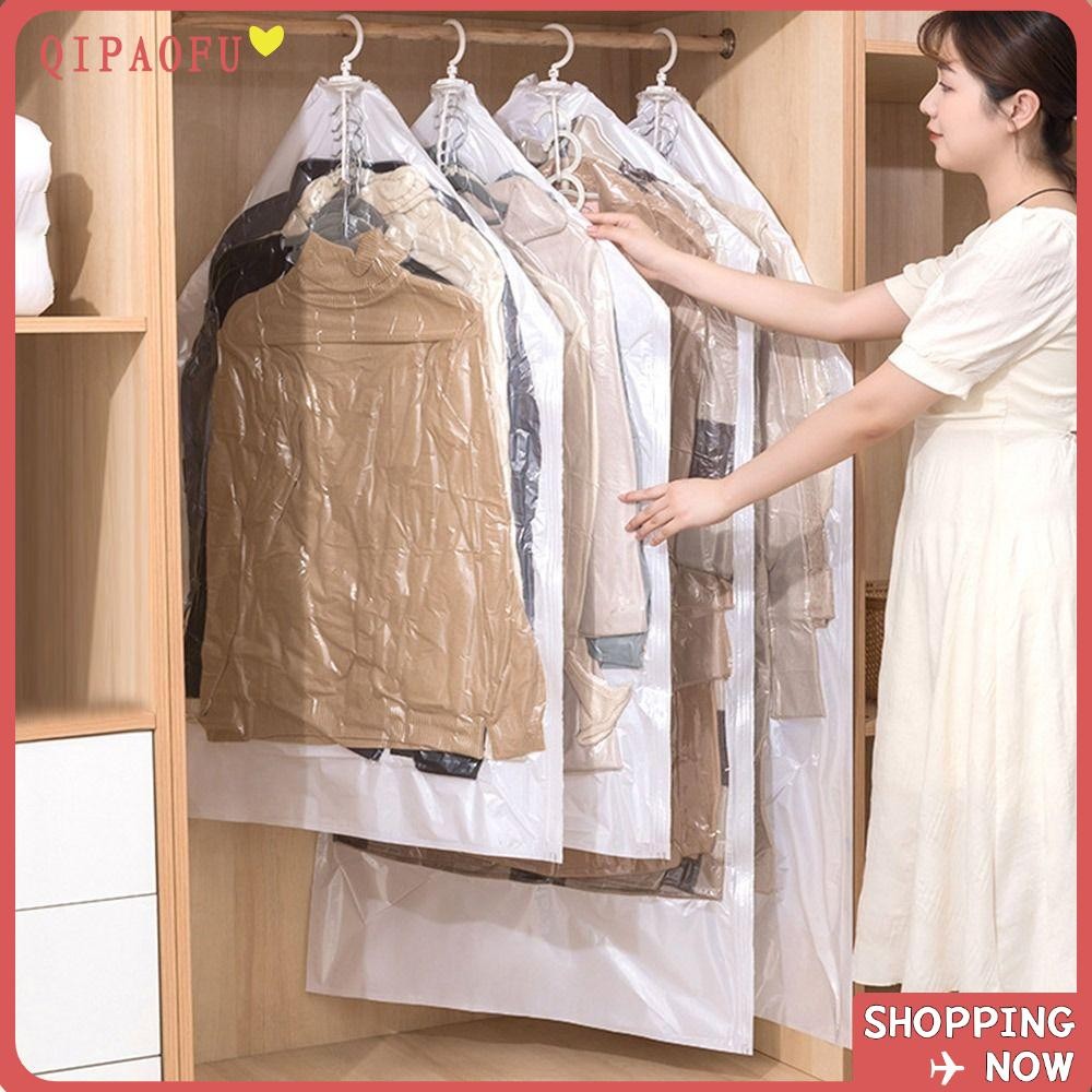 ชีปาโอฟู แขวนถุงเก็บสูญญากาศ,เสื้อผ้าโปร่งใสออแกไนเซอร์ถุงบีบอัดสูญญากาศ,สูทกระเป๋าแขวนตะขอพับเสื้อผ้าสูญญากาศซีลถุงเก็บชุด/ชุด/แจ