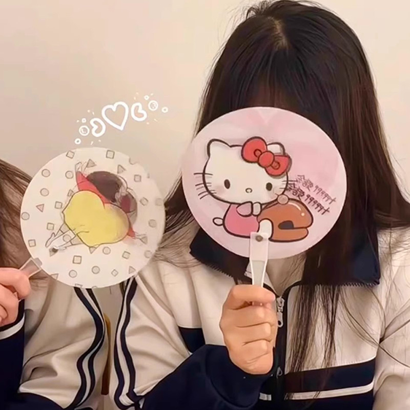 ตลก MakeupTransparent Fan แมวน่ารัก Cat พัดลมมือถือสําหรับเพื่อนที่ดีที่สุด Photo Prop
