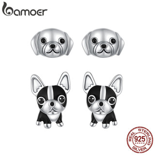 Bamoer ต่างหูสตั๊ดเศษไม้เงินแท้ 925 ของขวัญเครื่องประดับสุนั…