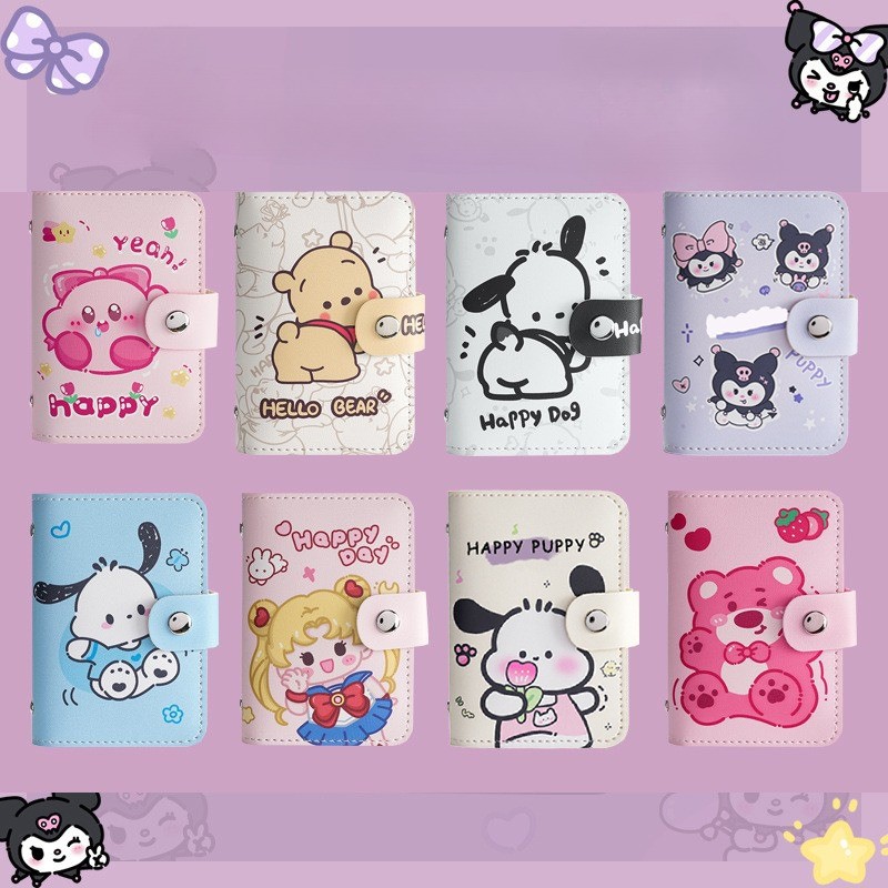 Kawaii Hello Kitty Card Bag My Melody Kuromi น่ารักการ์ตูน Translucence Card Slot คลิปบัตรเครดิต