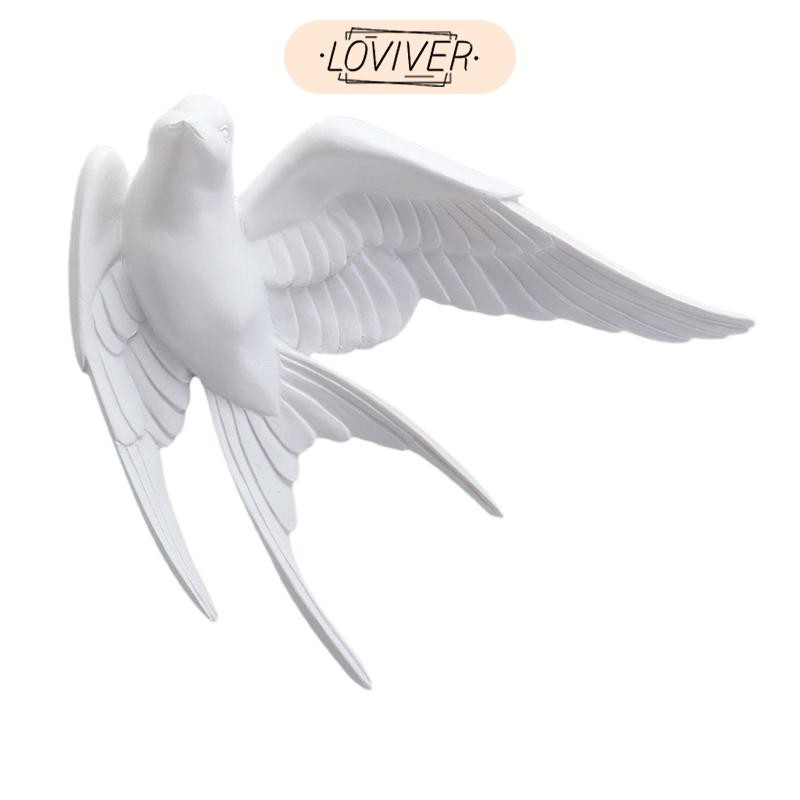 LOVIVER นกเรซินสีขาวตกแต่งผนังนกนางแอ่นนอร์ดิกแขวนประติมากรรมผนังภาพจิตรกรรมฝาผนัง, ห้องนอน, ห้อง - รูปที่ 6