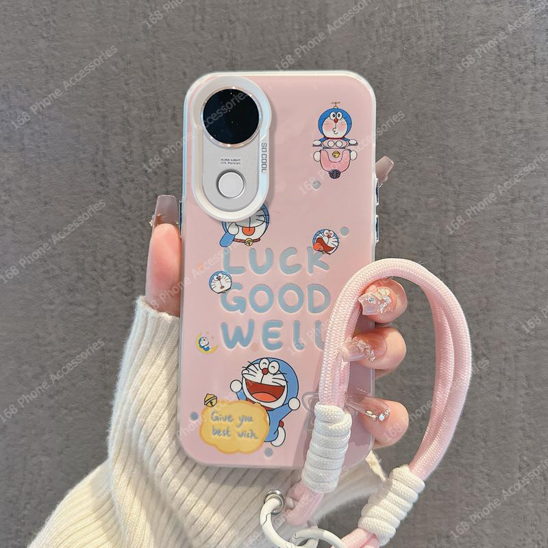 เคส Vivo V40 V50 Y200 5G เคส Vivo V50 Lite V40 Pro เคสน่ารักการ์ตูนอะนิเมะ Doraemonโดราเอมอนกันกระแทกเคสโทรศัพท์ด้านแข็ง Backplate ซิลิโคนนุ่มขอบสายโทรศัพท์สําหรับเด็กชายสาวนักเรียน