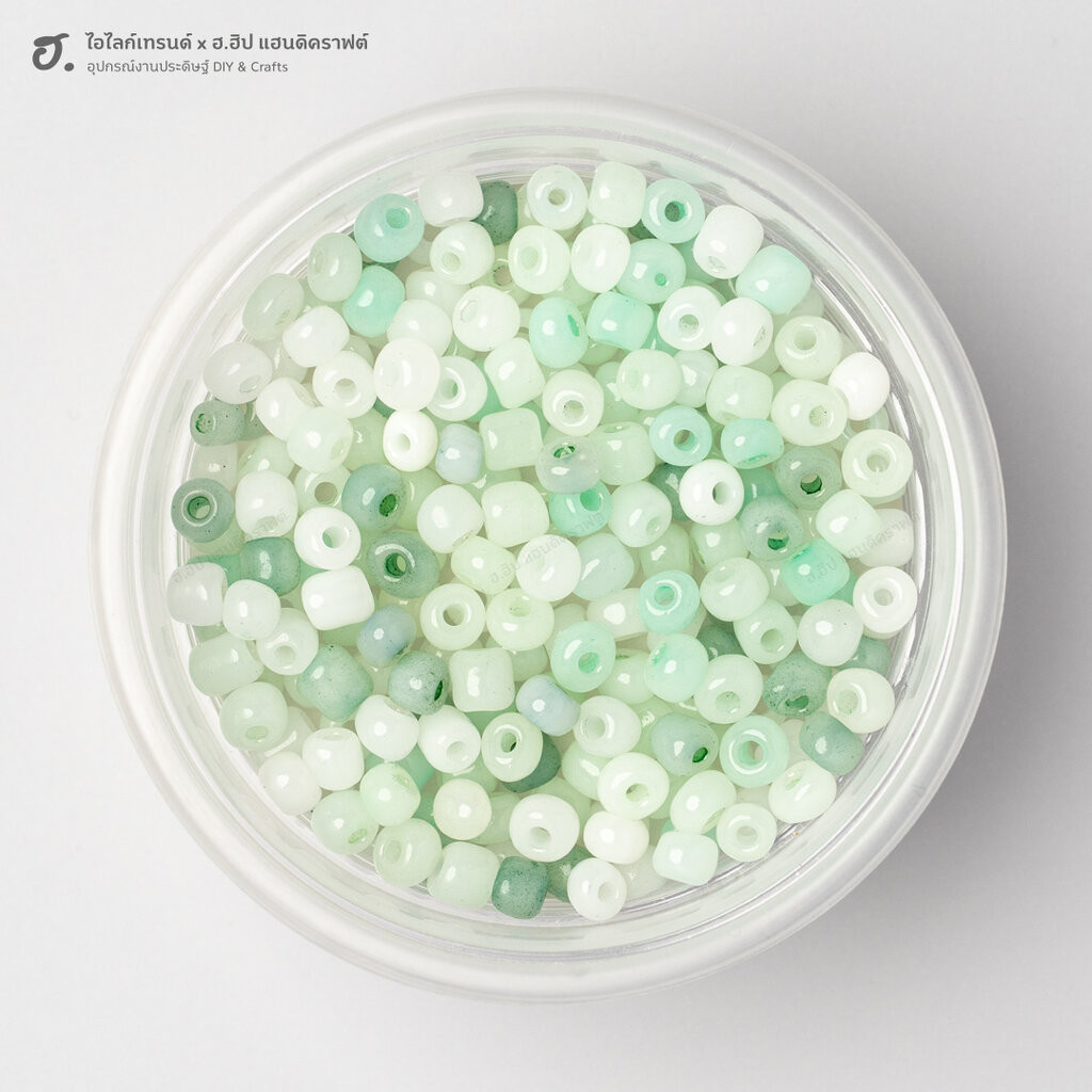 ลูกปัดเม็ดทราย ขนาด 4 มม. สีคละสีเขียว Green Mix