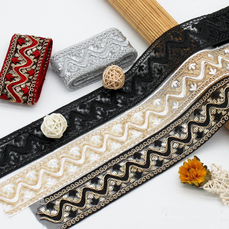 10yard*5 ซม.คลื่นแห่งชาติ strand ลูกไม้ Organza คอมพิวเตอร์เย็บปักถักร้อยลูกไม้อุปกรณ์เสริม handmade DIY เสื้อผ้าอุปกรณ์เสริม