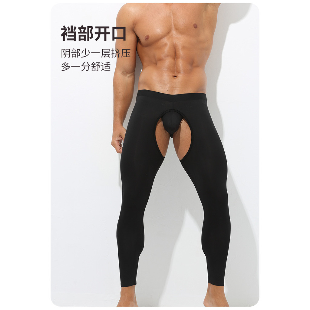 กลับกลวงเซ็กซี่บางสไตล์ระบายอากาศที่ไม่ซ้ํากันเปิดเป้ากลวงผู้ชาย เลกกิ้ง ฟิตเนสกล้ามเนื้อผู้ชายสะโพก 0ม