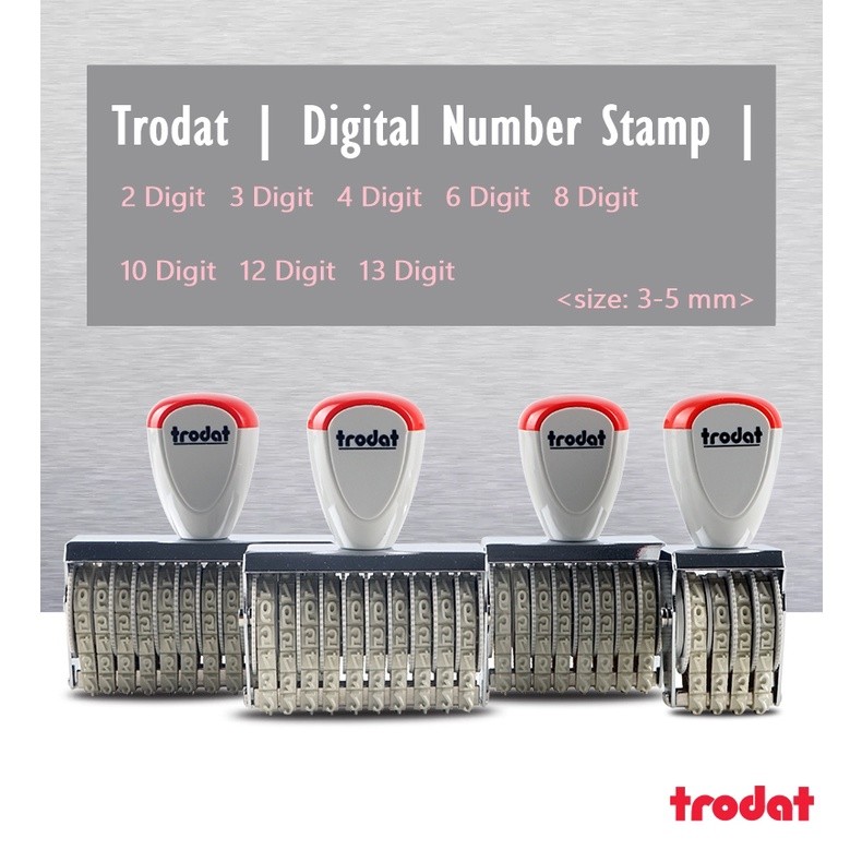 HAKO ตรายางตัวเลข ตัวปั๊มตัวเลข 0-9 Trodat (แบบ 2-3-4-6-8-12 หน่วย) ตรายางแบบหมุน โทรแดท