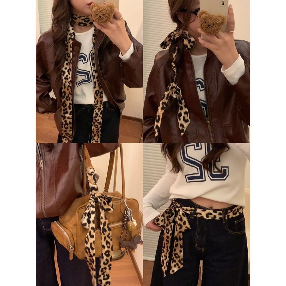 Y2k American Leopard Print Braided Belt Women Fashion