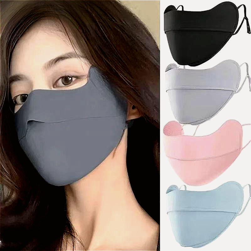 หน้ากากกันแดดผ้าไหมน้ําแข็งป้องกันรังสียูวีสําหรับผู้หญิงป้องกันมุมตาหน้ากากระบายอากาศป้องกันใบหน้าป้องกันใบหน้าล้างทําความสะอาดได้มูลค่าสูงและบาง