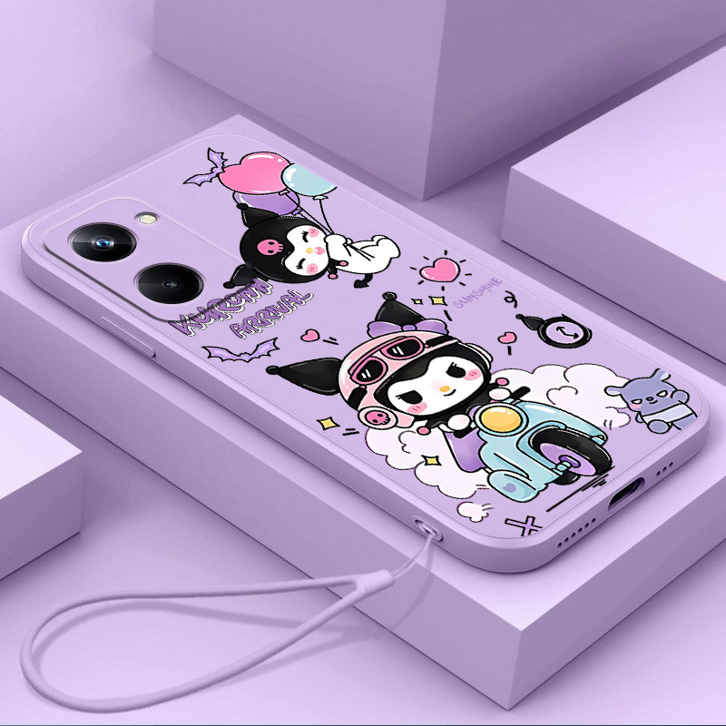 ปลอกสําหรับVIVO Y03 Y03T Y04 4G V50 Y18 Y18S Y18E Y28S Y29S 5Gเคสโทรศัพท์การ์ตูนอะนิเมะKuromiพร้อมเชือกเส้นเล็กความงามสําหรับสาวซิลิโคนTPU Soft Shellออกแบบใหม่กันกระแทกกรณี
