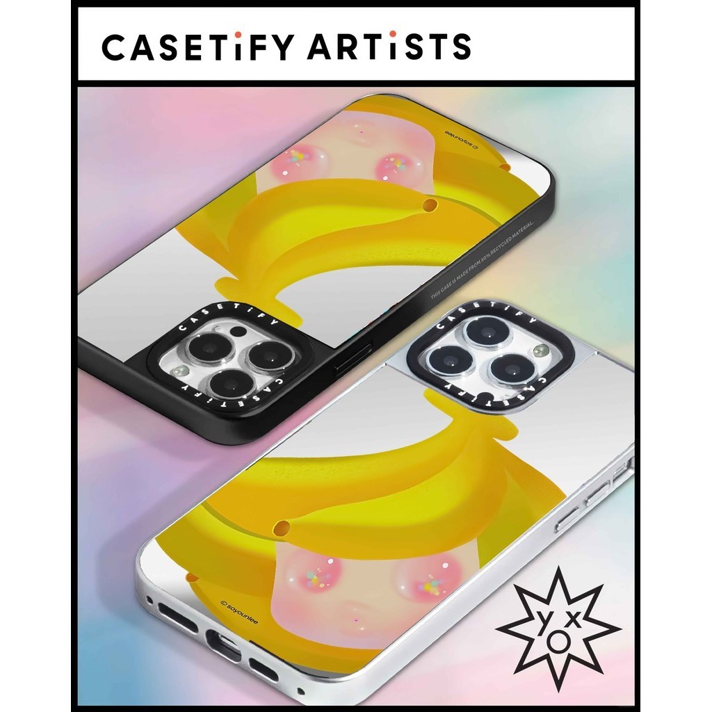 Casetify X So Youn Lee Banana เคสโทรศัพท์มือถือแข็ง ผิวด้าน ชุบไฟฟ้า แม่เหล็ก ลายโลโก้แกะสลัก สีดํา สีเงิน สําหรับ Apple IPhone 15 14 13 12 Pro Max