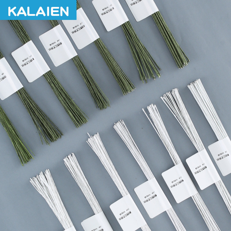 KALAIEN ลวดสเต็ม ลายดอกไม้ ขนาด 35 ซม. สีเขียว สีขาว 40 ชิ้น