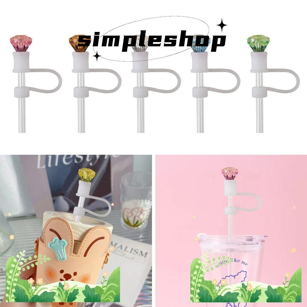 Simple จุกปิดหลอดดูดน้ํา ซิลิโคน รูปเพชร ใช้ซ้ําได้