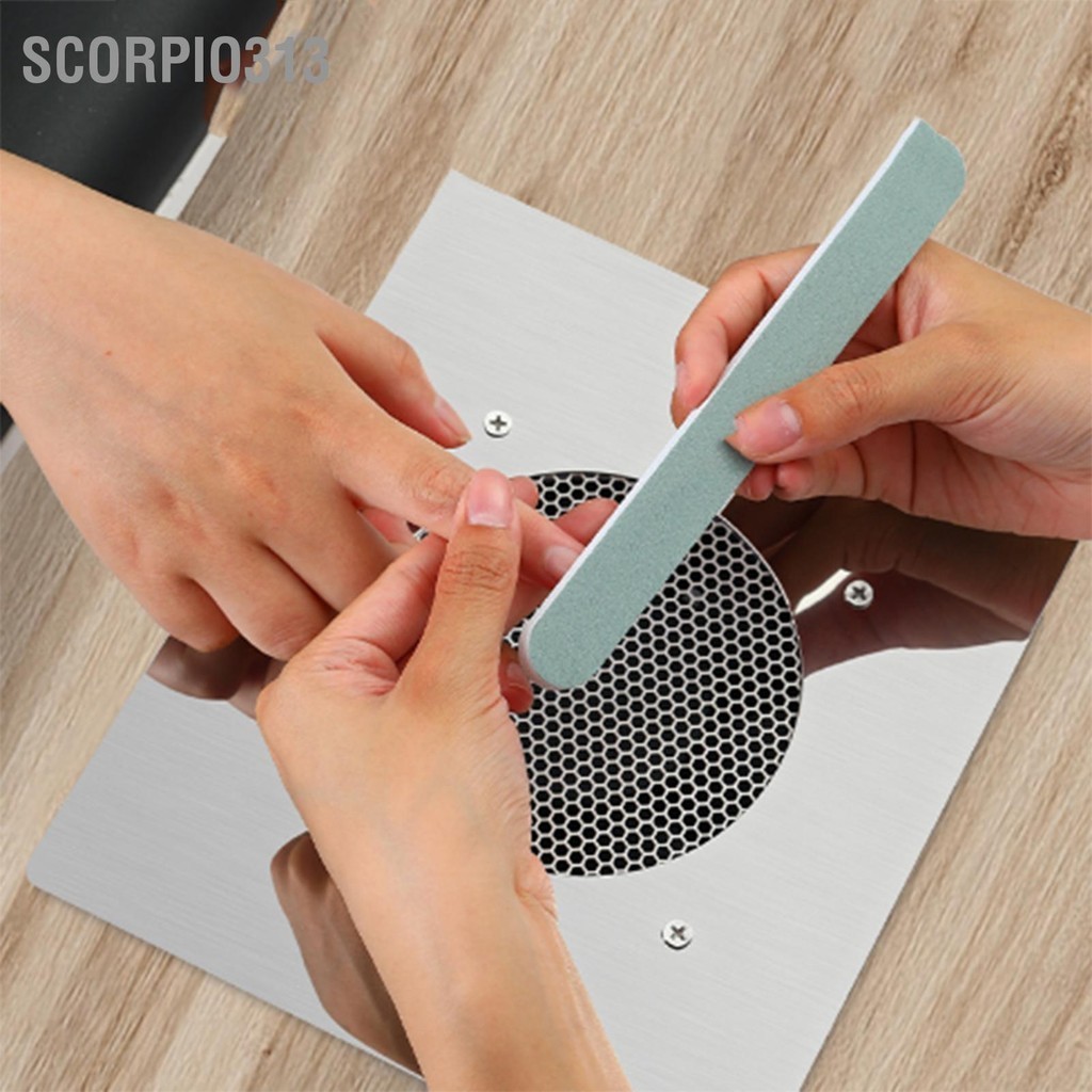 Scorpio313 เครื่องเก็บฝุ่นเล็บแบบฝัง 60W การดูดสูญญากาศเล็บเสียงรบกวนต่ำที่ทรงพลังพร้อมถุงเก็บฝุ่นสีเงิน