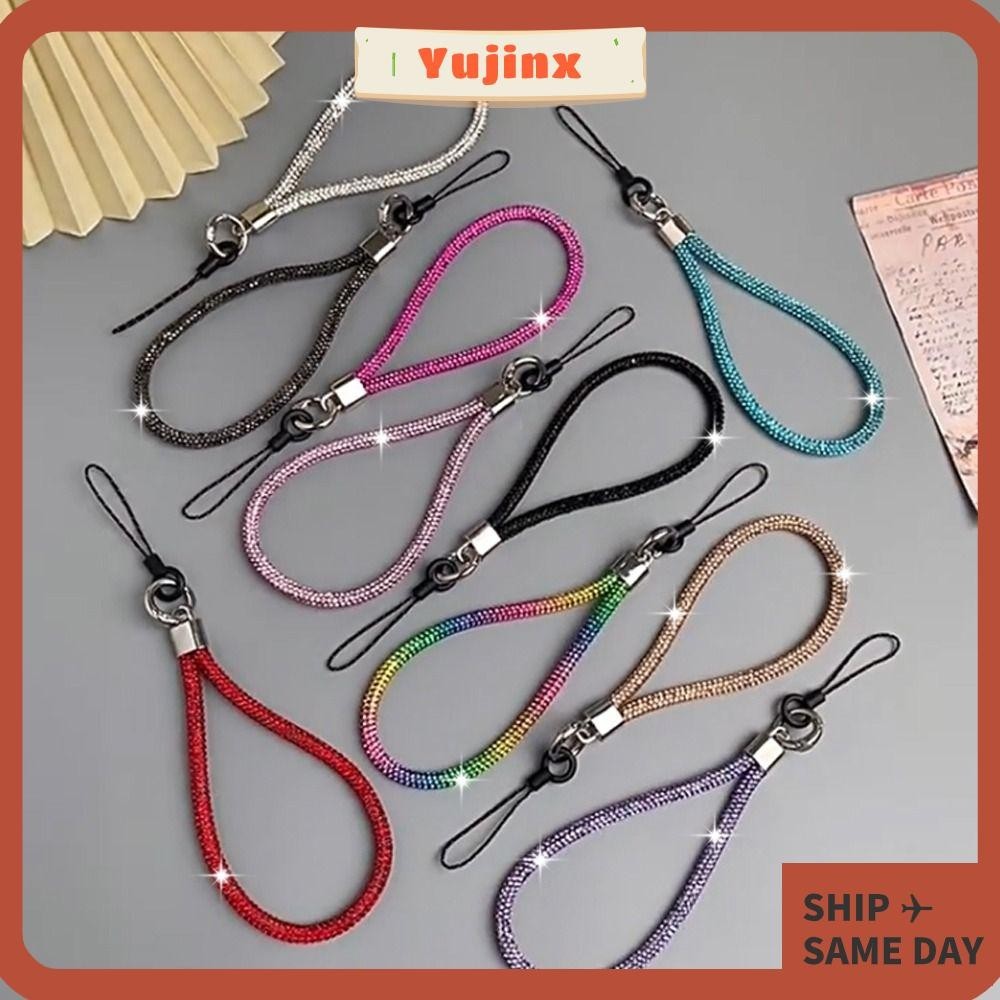 Yujinx สายคล้องโทรศัพท์ ประดับเพชรคริสตัล พลอยเทียม วิบวับ ระยิบระยับ เชือกป้องกันการสูญหาย พวงกุญแจหรูหรา สายรัดข้อมือ อุปกรณ์เสริมโทรศัพท์