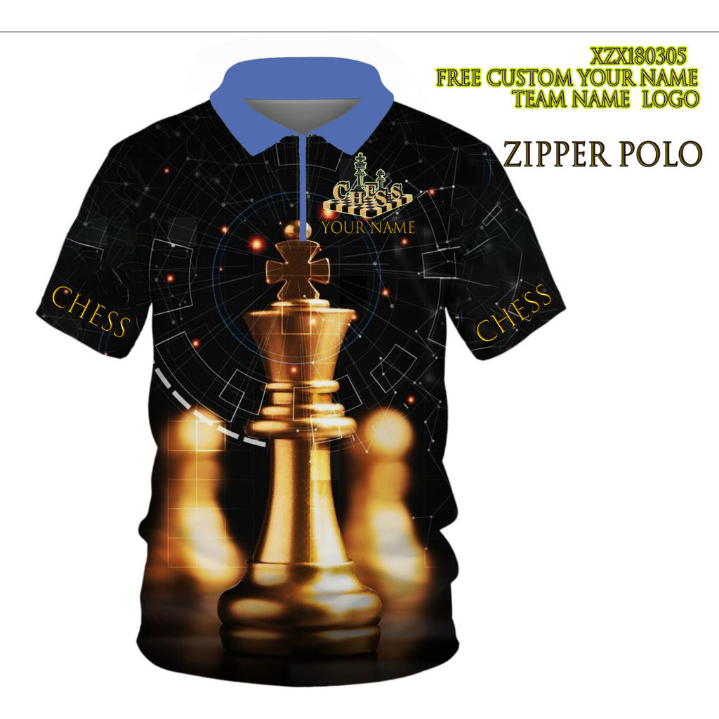 CUBY 2024 โปโลซิป 3D ดีไซน์ใหม่สําหรับไลฟ์สไตล์หมากรุกสากล ปรับแต่งฟรีของเสื้อโปโล Chess&chess king 