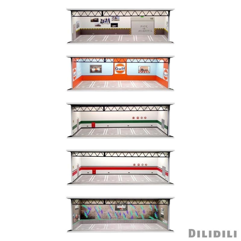[ 1/64 Scale Display Case Diecast Car Garage Display Case 6 Parking Space Model Car Show Case