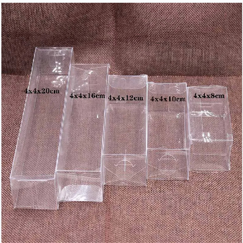 1lot = 10pcs 4x4x8/10/12/16/20cm ขายส ่ ง NewClear PVC กล ่ องบรรจุภัณฑ ์ Wedding/Christmas Favorite Chocolate Candy Apple Gift Event