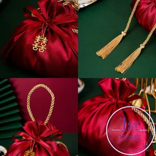 ถุงผ้าไหม สไตล์จีน ถุงนําโชค ใส่ของชำร่วยในงานมงคล กระเป๋าหูรูด Cloth bag