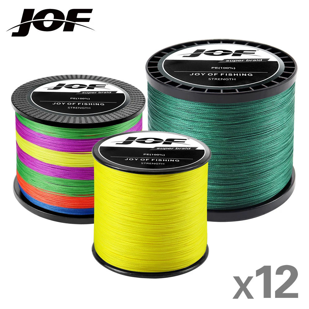 Jof ใหม่ X12 Super Strong 12 Strands ถัก 1000M 500M 300M Multifilament PE ตกปลาน้ําเค็ม Tackle สายตกปลาถัก