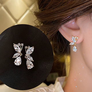 หรูหราสไตล ์ ใหม ่ ประณีตอารมณ ์ หรูหราแฟชั ่ น Rhinestone ต ่ างหูมุกเพชรเต ็ มรูปแบบ