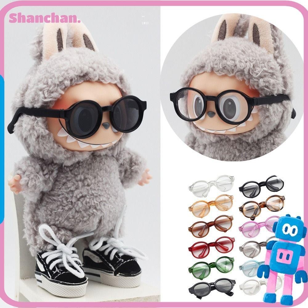 Shanchan แว่นตาตุ๊กตาลาบูบู กรอบพลาสติก ทรงกลม ขนาด 6.5 ซม. 9 ซม. 5 สี ของเล่นสําหรับเด็ก