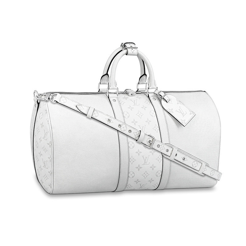 Louis Vuitton/Louis Vuitton Men's Bag LV KEEPALL 50 Light Gray Coated Canvas Zipper One Shoulder Handheld Travel Luggage